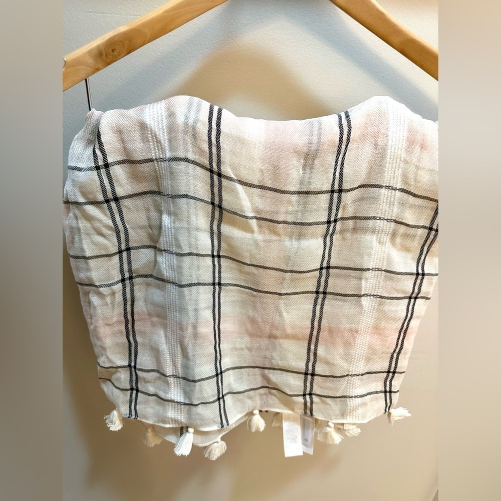 Loft Plaid Infinity Scarf with Tassles - Picture 5 of 5